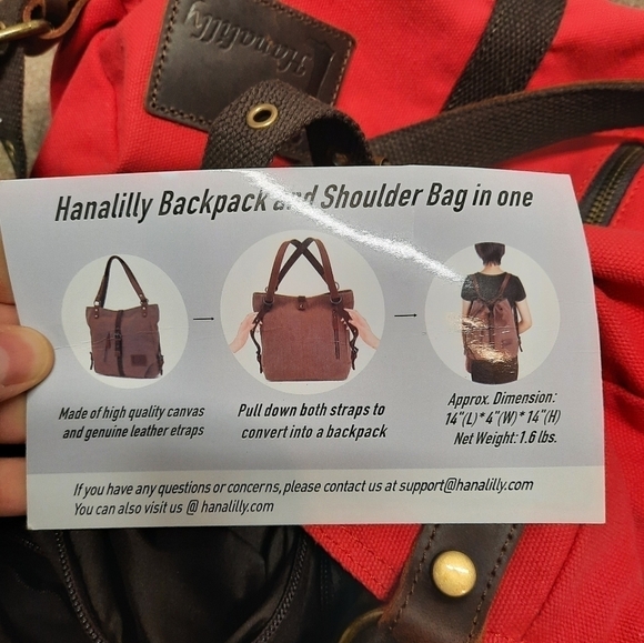 Red Shoulder Bag with Brown Accents - Picture 9 of 10